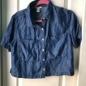 Forever 21 light denim material button down top